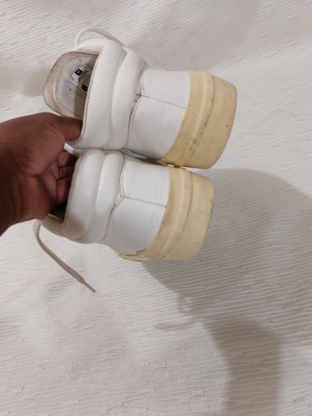 Veja White and Beige High-Top Sneakers Size 7 - Picture 6 of 10